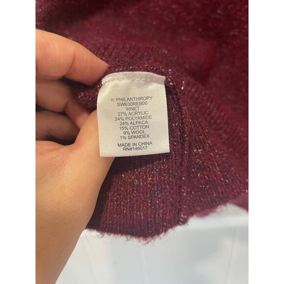n:Philanthropy Womens Oversized Alpaca Wool V Neck Sweater Wine Size‎ Medium - Picture 8 of 9